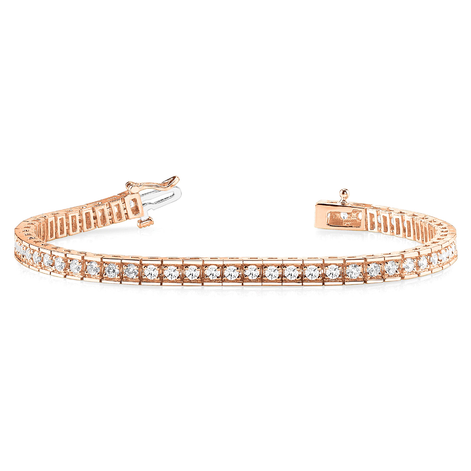 2.25 ctw Round Diamond Tennis Bracelet Four Prong Set In Channel-VIRABYANI
